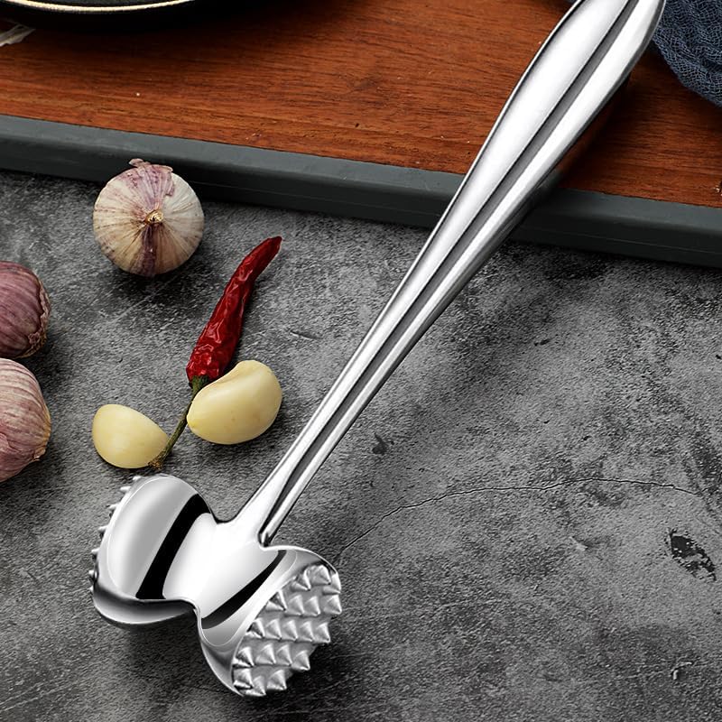 304 stainless steel meat tenderizer, meat tenderizing hammer, double-sided meat hammer chicken meat grinder, heavy-duty meat pounder for steaks and beef, kitchen cooking mallet