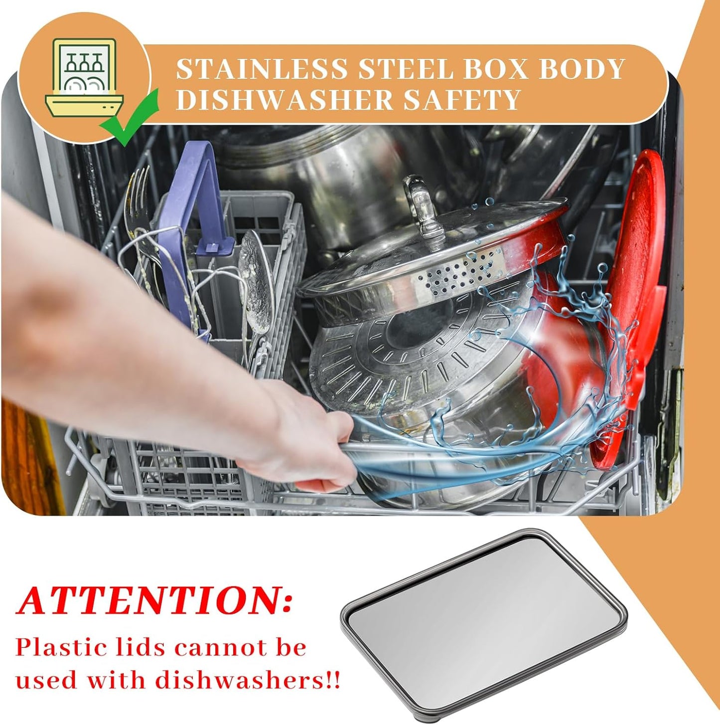 Hushee 6 Pack Bacon Cheese Container for Refrigerator, 304 Stainless Steel Airtight Deli Meat Container, Dishwasher Safe Fridge Storage Fruit Lunch Storage with Lids for Fridge, 4 Sizes