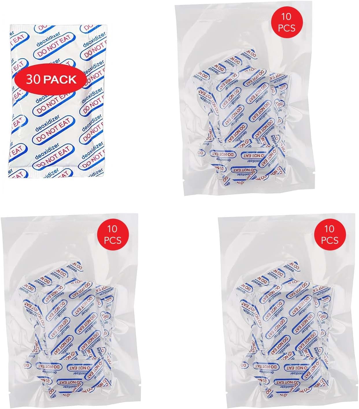 30 Packs 1000cc Food Grade Oxygen Absorbers (3x packs of 10) Oxygen Absorbers for Food Storage, Long Term Food Freshness Works in Mylar Bags Mason Jars and Vaccum Bags