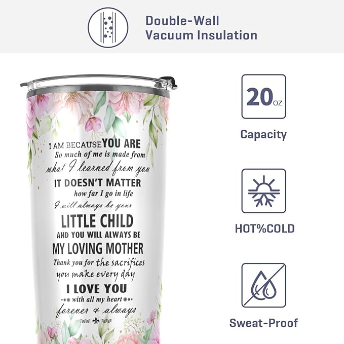 JUDIAN Mom Gifts - 20oz Tumbler Coffee Travel Mug for Mother's Day, Birthday from Daughter Son - Gifts for Women