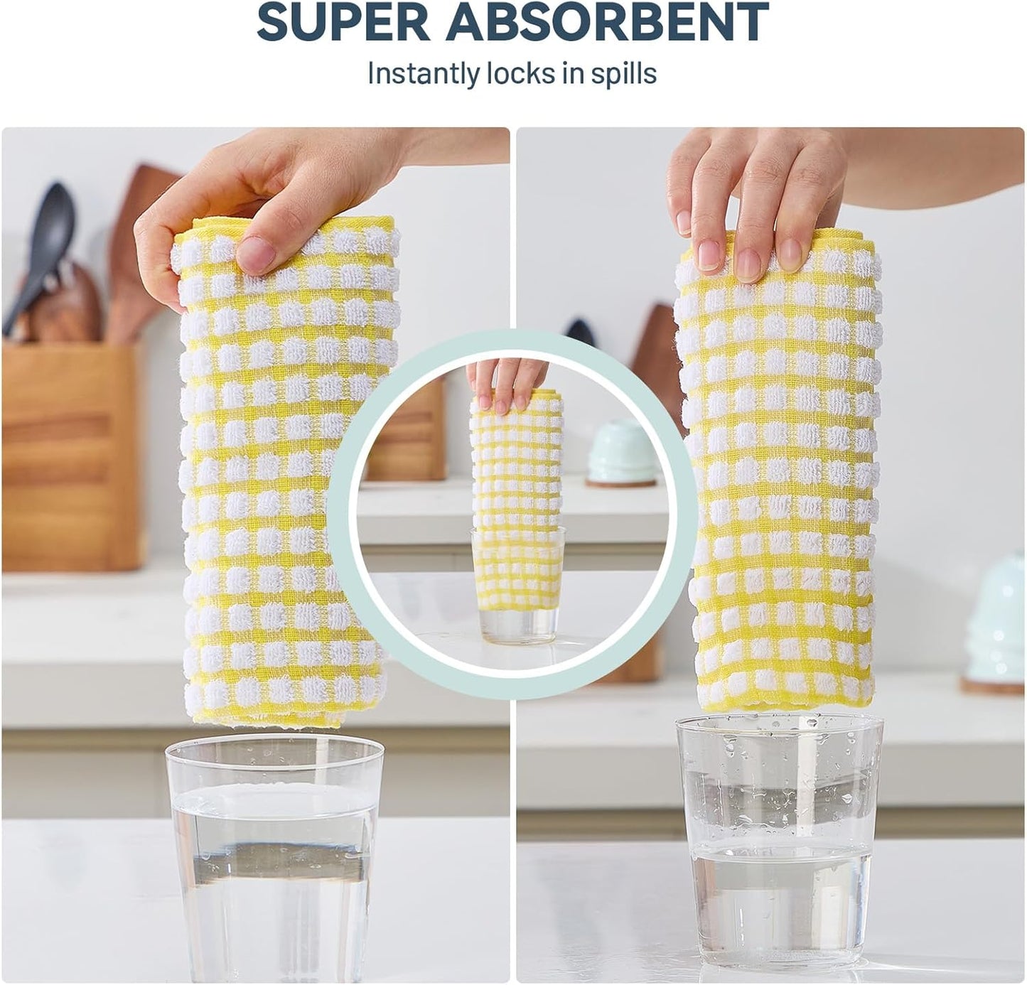 Egles Dish Cloth Terry Kitchen Towel 100% Cotton Kitchen Dish Cloths for Scrubbing Wash Cloths Dish Towels Sets (8 Packs 12x12 Inches & 15x27 Inches Mix Color)