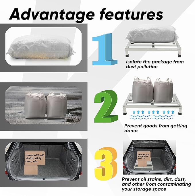 2 Packs Dunnage Rack 23.6x15.8x4inch Stainless Steel Dunnage Racks Commercial Food Service Storage Rack for Restaurants Kitchen Warehouse Supermarket