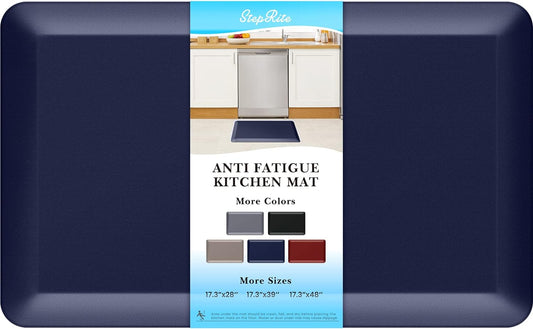 StepRite 4/5 Inch Thick Kitchen Mat Anti Fatigue Mat Kitchen Rugs Kitchen Decor Non-Slip, Stain Resistant, Waterproof Kitchen Mats Desk Mat for Kitchen, Office, Workshop, Blue, 17'' x 28''