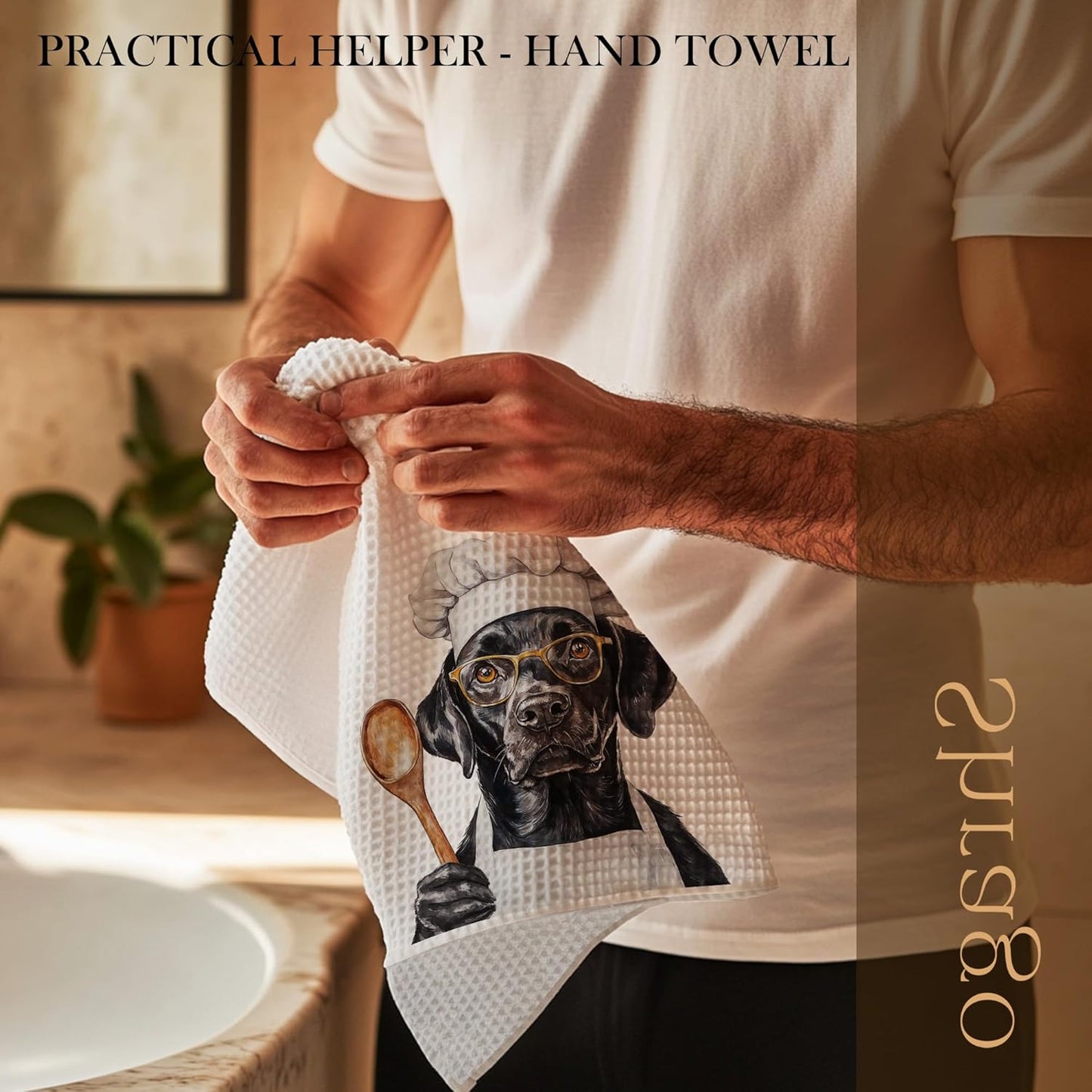 Funny Black Labrador Retriever Kitchen Towels, Black Lab Gifts for Women Men Dish Tea Towels for Kitchen, Gifts for Labrador Dog Lovers Decorative Hand Towels, 16x24 Inch