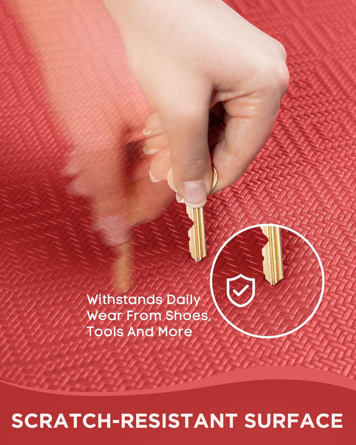 Ophanie Kitchen Mats for Floor, 3/4 Inch Thick Kitchen Rugs, 20''x32'' Anti Fatigue Standing Cushioned Mat, Waterproof,Comfort Ergonomic Mat for Office, Home, Sink, Red Non-Slip Bottom