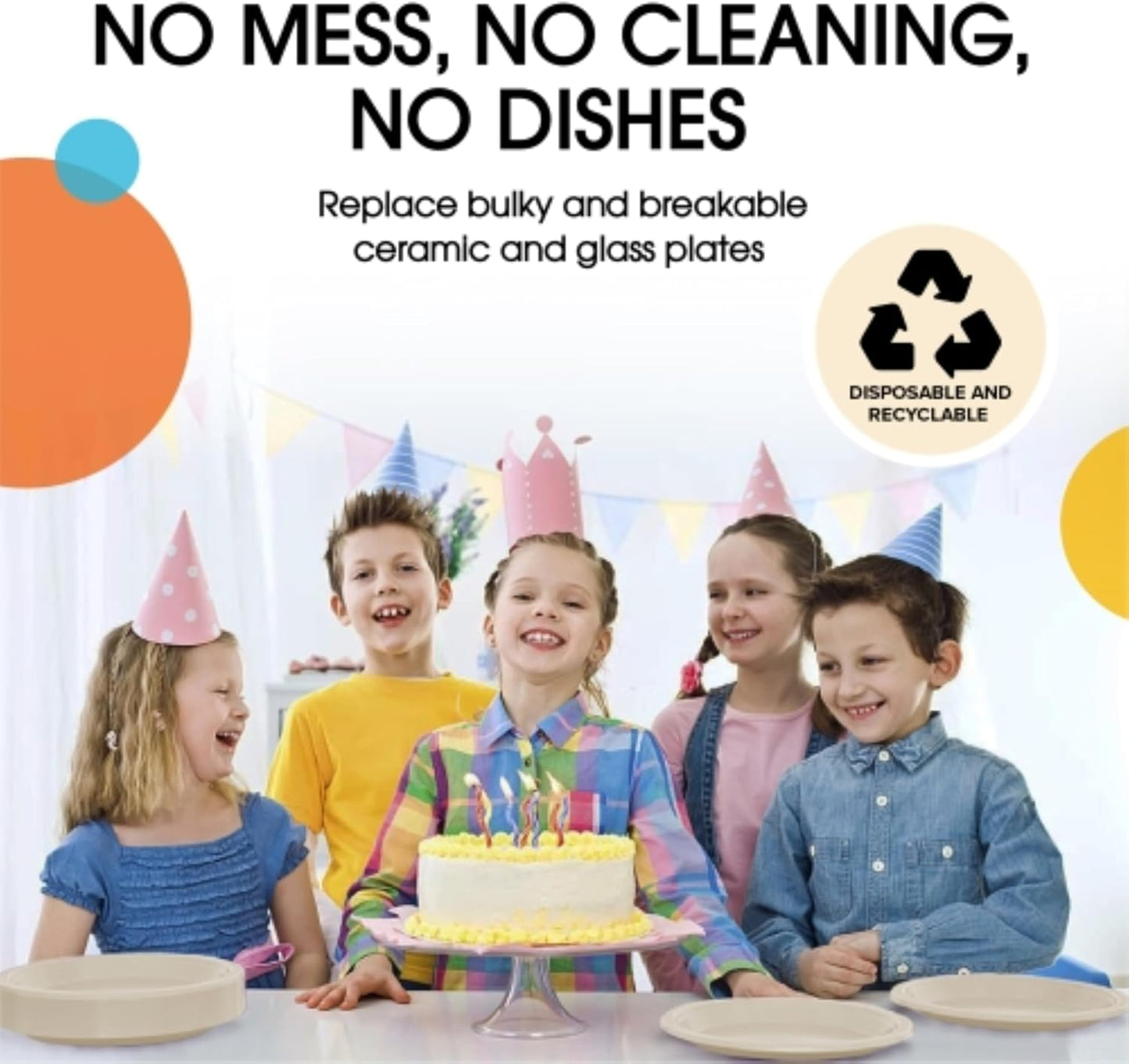 Exquisite Party Solids Ivory Plastic Plates For Party Supplies 9" Ivory Disposable Plates Heavy Duty 50 Pcs Plastic Dinnerware Sets Heavy Duty 350 GSM Disposable Dinnerware Set