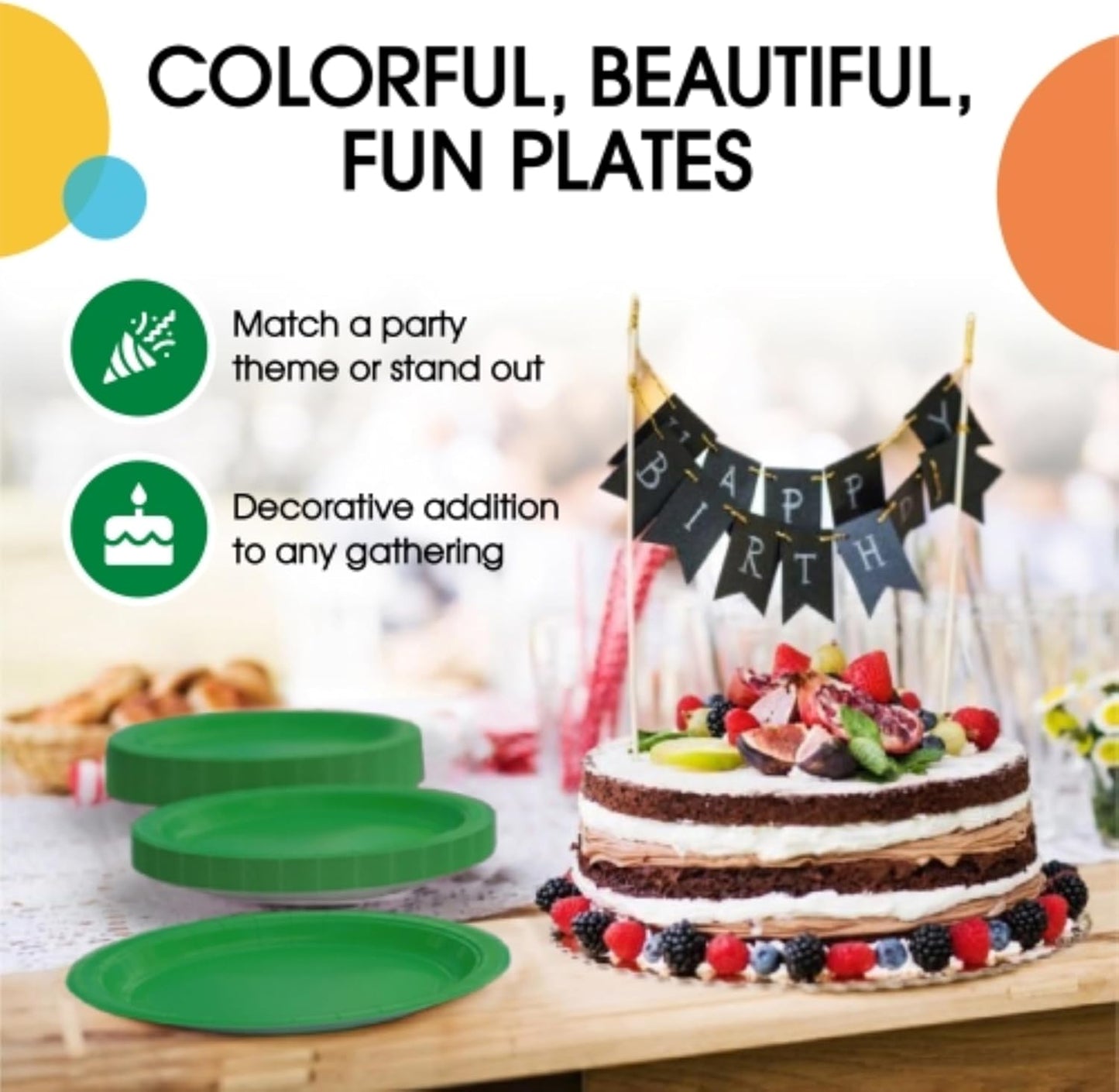 Exquisite Party Solids Green Plastic Plates For Party Supplies 9" Green Disposable Plates Heavy Duty 50 Pcs Plastic Dinnerware Sets Heavy Duty 350 GSM Disposable Dinnerware Set