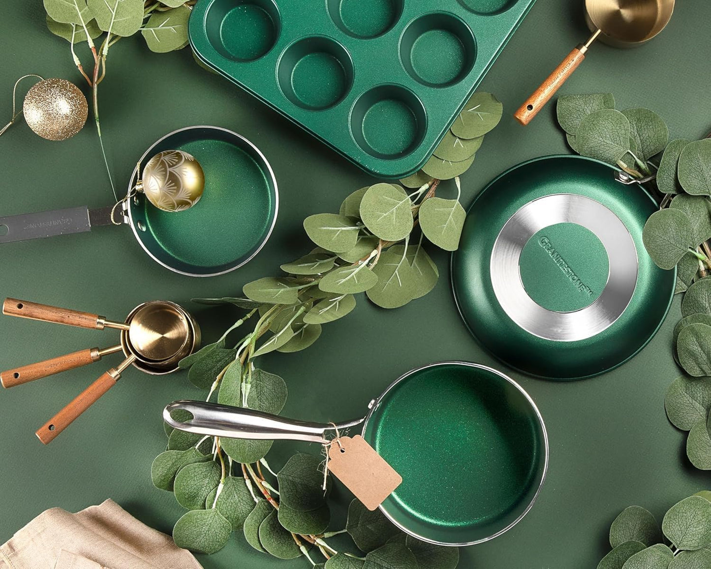 Granitestone 12 Inch Emerald Green Pan for Cooking, Large Non Stick Frying Pans Nonstick Frying Pan Skillet for Eggs, Omelette, Non Stick Pans, PFOA PFOS Free Oven & Dishwasher Safe