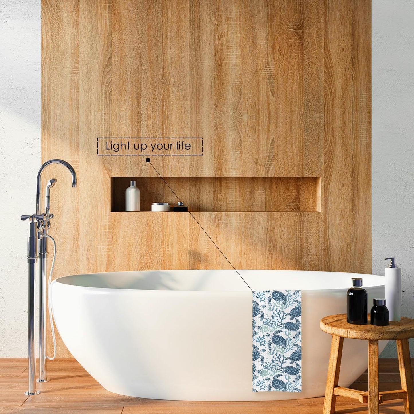 Coral Sea Turtle Coastal Kitchen Towels, Navy Blue Beach Hand Towels for Bathroom, Blue Ocean Animal Beachy Nautical Dish Tea Towels for Kitchen Decor, 16x24 Inches