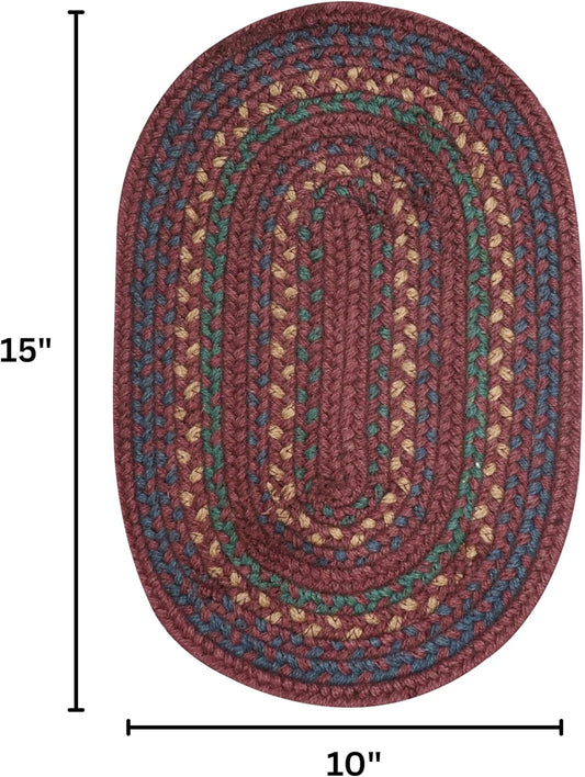 Jamestown Jute Braided Placemats Set of 4-10x15, Oval, Burgundy - Vibrant Colors, Durable, Easy to Clean and Protects Furniture