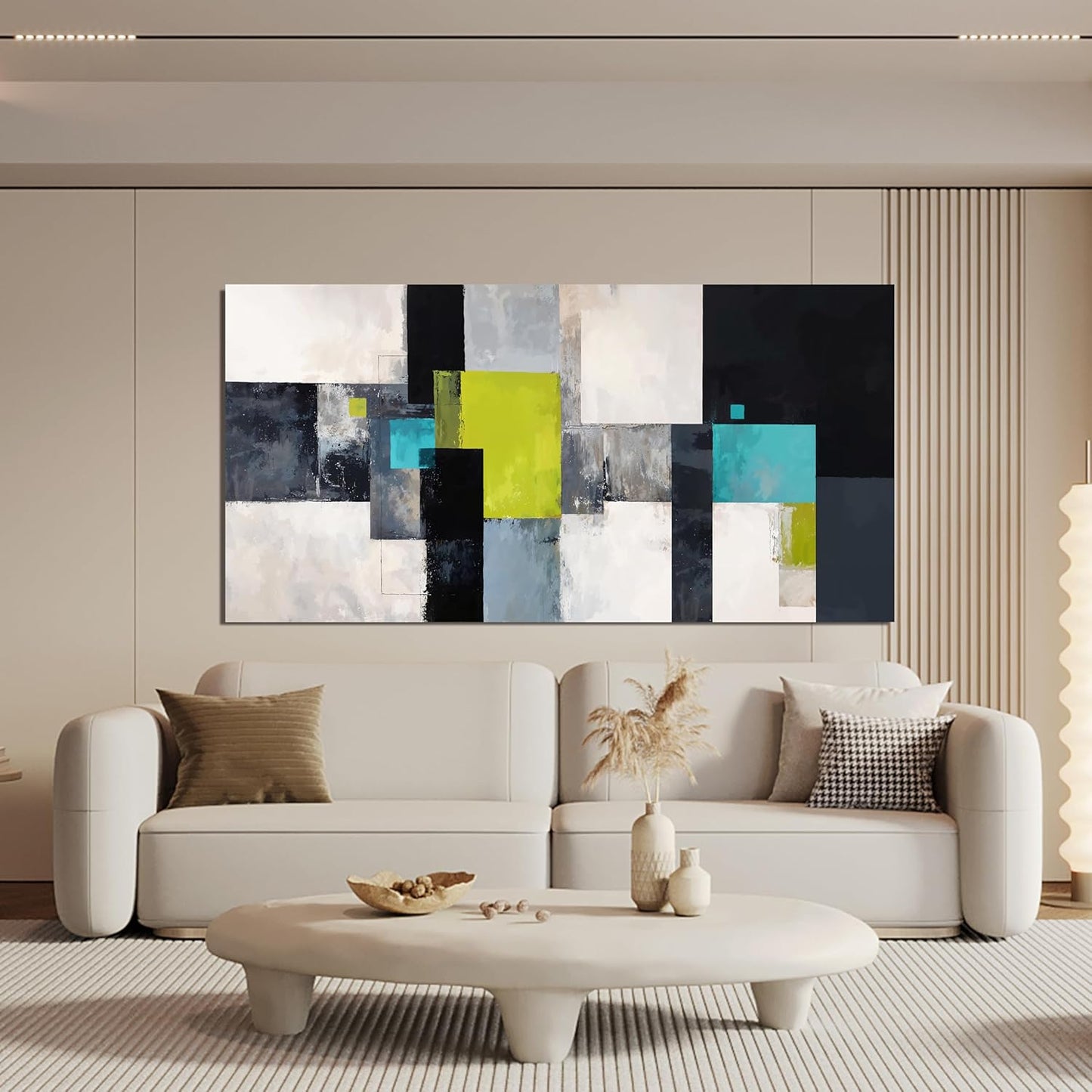 Large Canvas Wall Art Decor Black and White Wall Art Prints Wall Art Pictures for Living Room Abstract Canvas Art Wall Decor Artwork for Walls Modern Green Wall Art Bedroom Office Decor 24" X 48"