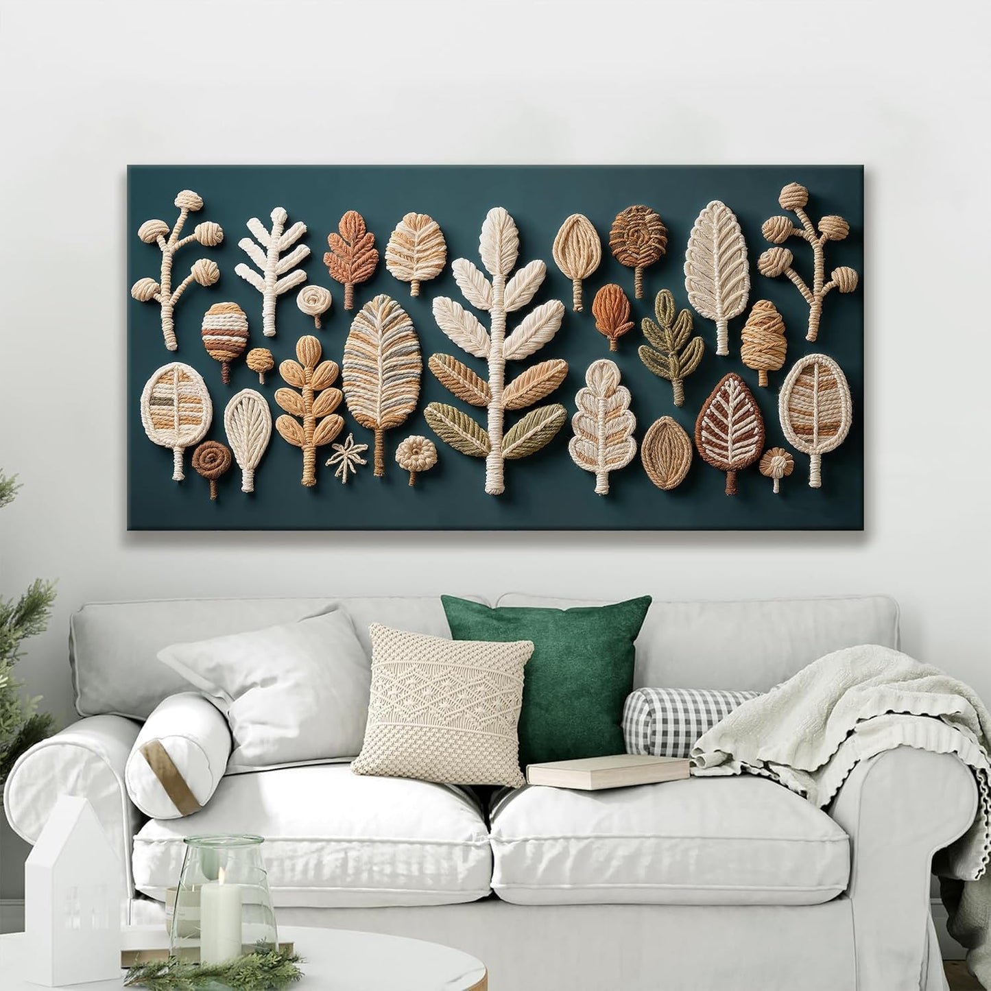 Tsomzxng Canvas Art Wall Decor Boho Wall Art For Living Room Modern Century Canvas Prints Dark Green Wall Art Multicolor Painting Picture For Bedroom Nursery Backdrop Home Wall Decor 24x48 Inch