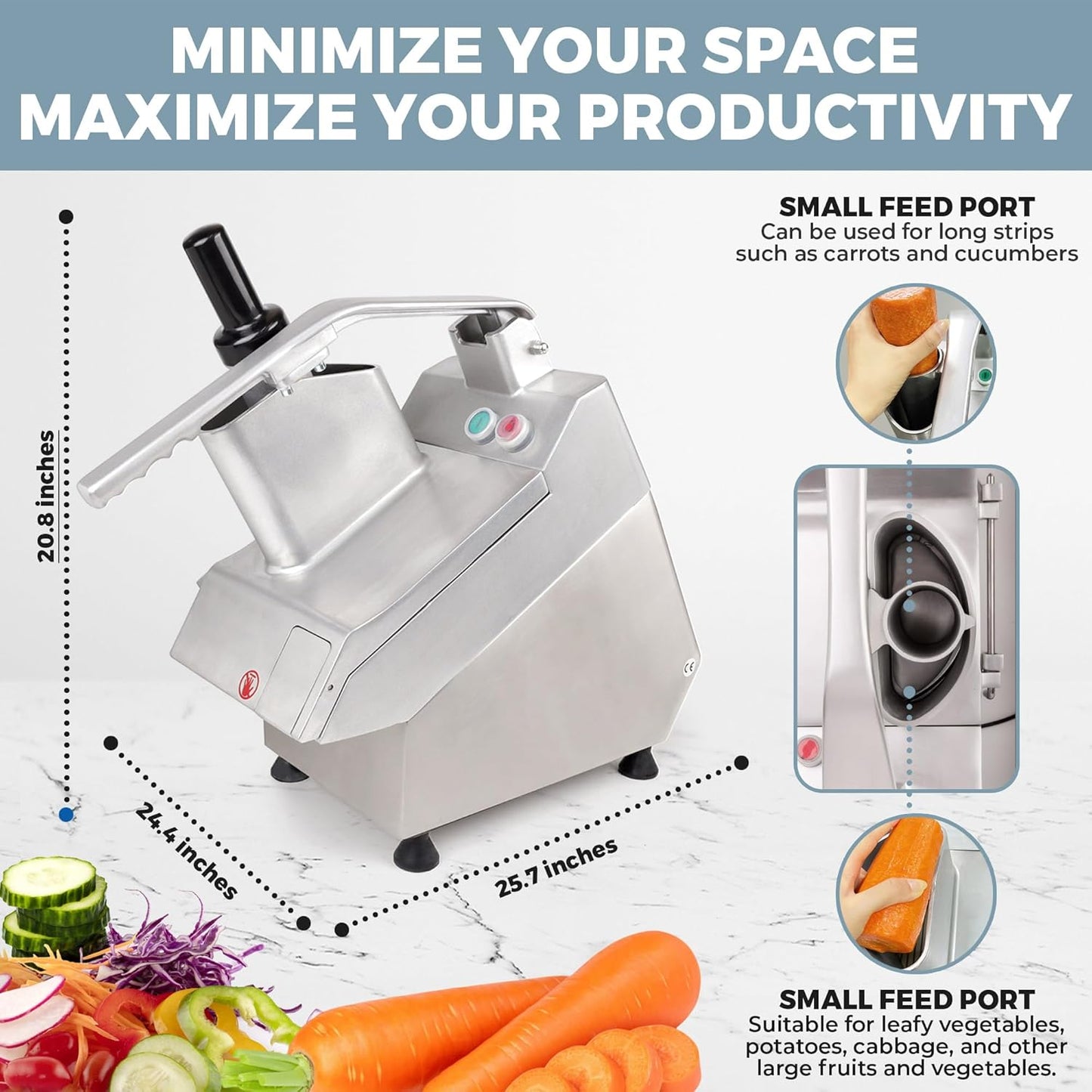 Tartle 550W Commercial Vegetable Cutter and Food Processor - 110V Multifunction Automatic Cutter - Vegetable Slicer Cheese Grater Potato Dicer, 3.17 Quart with Disc Blades
