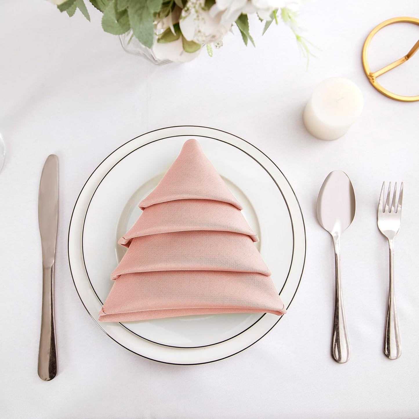 Bailarina Cloth Napkins Set of 80,17x17 inches Dinner Napkins Cloth Washable,Polyester Square Table Cloth Napkin Bulk with Hemmed Edges Ideal for Banquets, Parties and Weddings-Dusty Pink