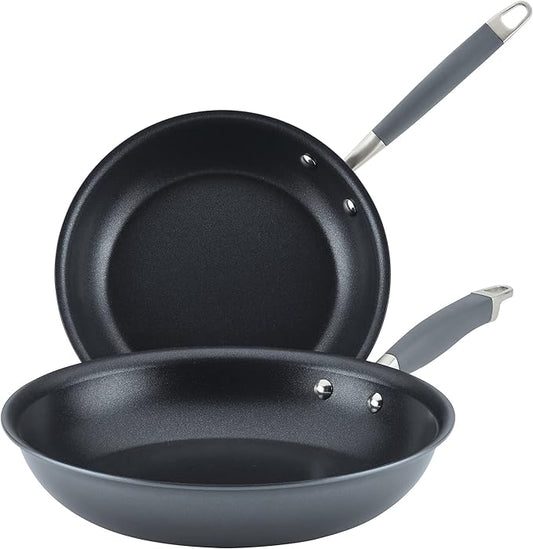 Anolon Advanced Home Hard-Anodized Nonstick Skillets (2 Piece Set- 10.25-Inch & 12.75-Inch, Moonstone)