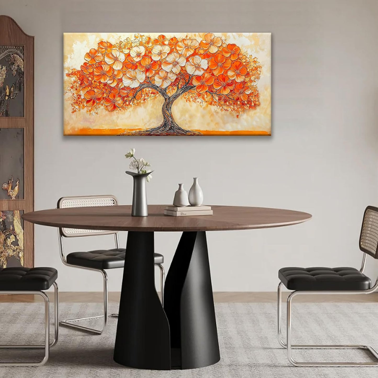 Suconvng Abstract Wall Art Prints Picture Tree Canvas Art Wall Decor Painting Orange Tree Wall Art Bedroom Bathroom Office Home Decor 20" X 40" Ready To Hang