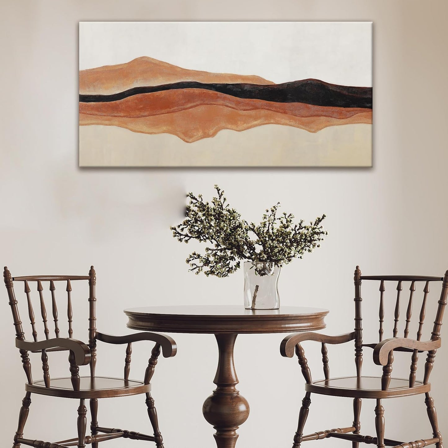 QSQ Abstract Canvas Art Wall Decor Red Brown White Wall Art Painting Abstract Art Prints Minimalist Decor Artwork Pictures For Bedroom Kitchen Office Bathroom Home Wall Decor 20" × 40"