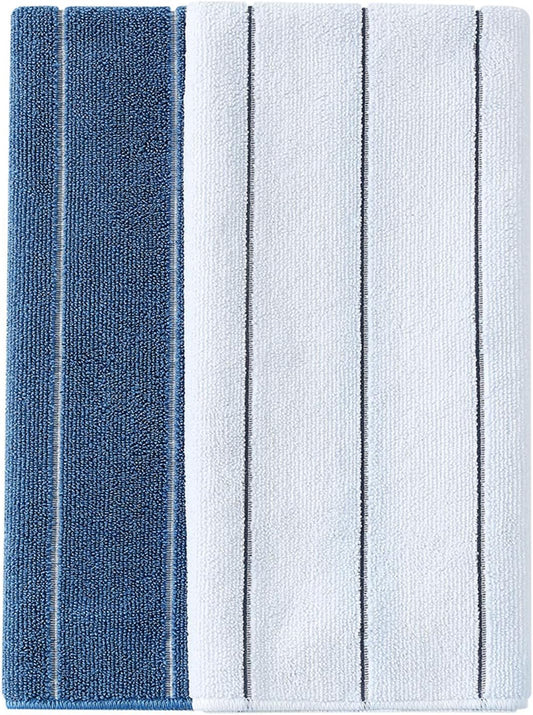 Microfiber Kitchen Towels - Super Absorbent, Soft and Solid Color Dish Towels, 8 Pack (Stripe Designed Blue and White Colors), 26 x 18 Inch