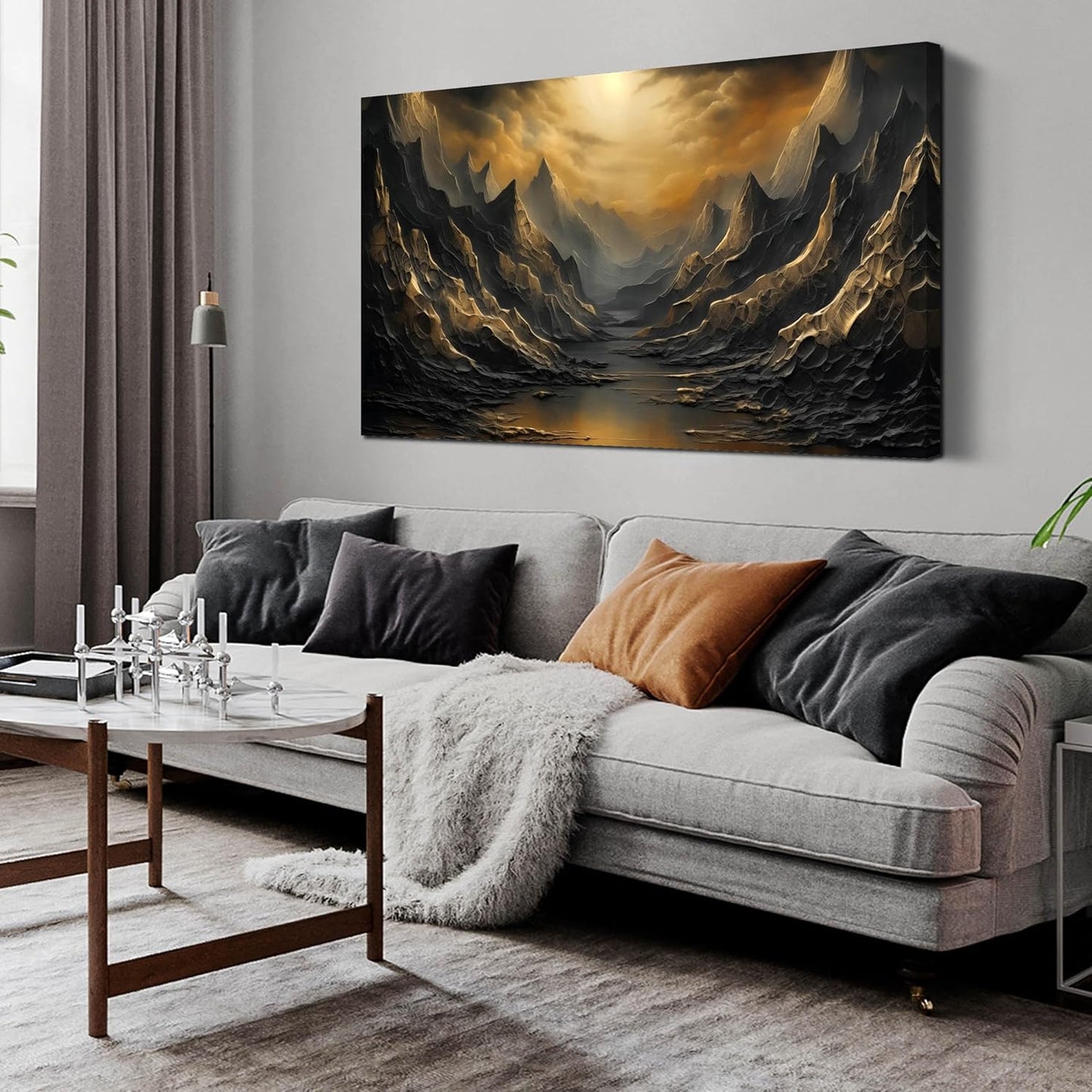 Mountain Wall Art for Living Room Bedroom Office Large Landscape Canvas Pictures Sunset Nature Wall Decor 24x48 Modern Artwork