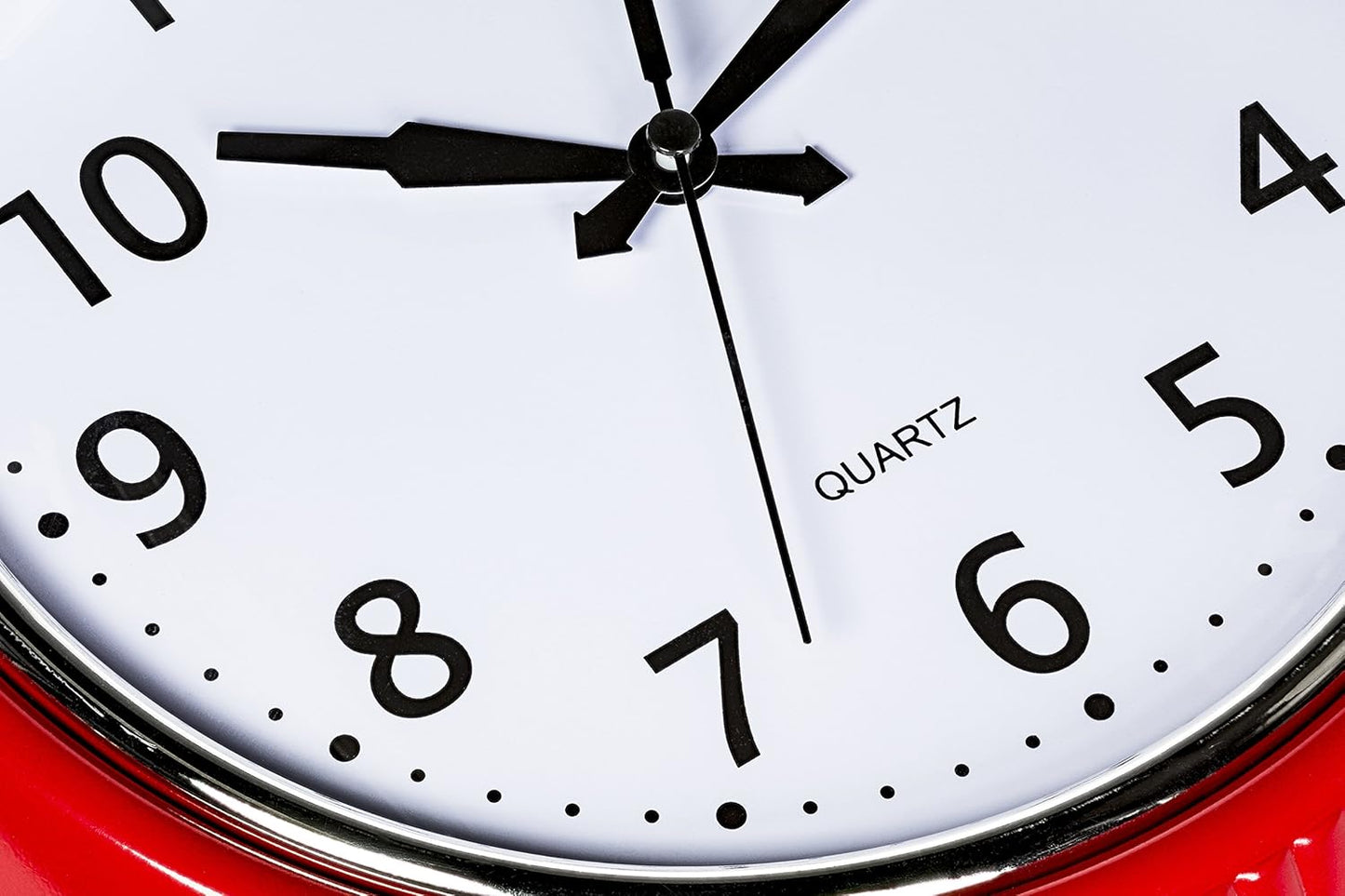 Bernhard Products Retro Wall Clock 12 Inch Red Kitchen 50's Vintage Design Round Silent Non Ticking Battery Operated Quality Quartz Clock for Home Office School or Classroom