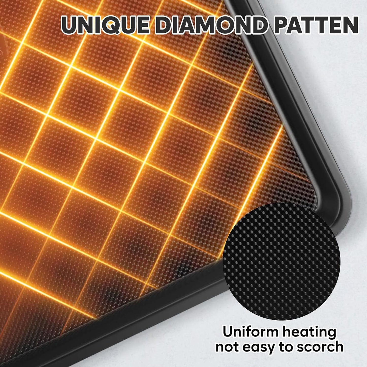 Baking Sheet Pan Set of 3, Thicker Carbon Steel Cookie Sheets for Baking Non Stick with Diamond Texture Pattern, Ceramic Half/Quarter/Jelly Roll Baking Trays for Oven