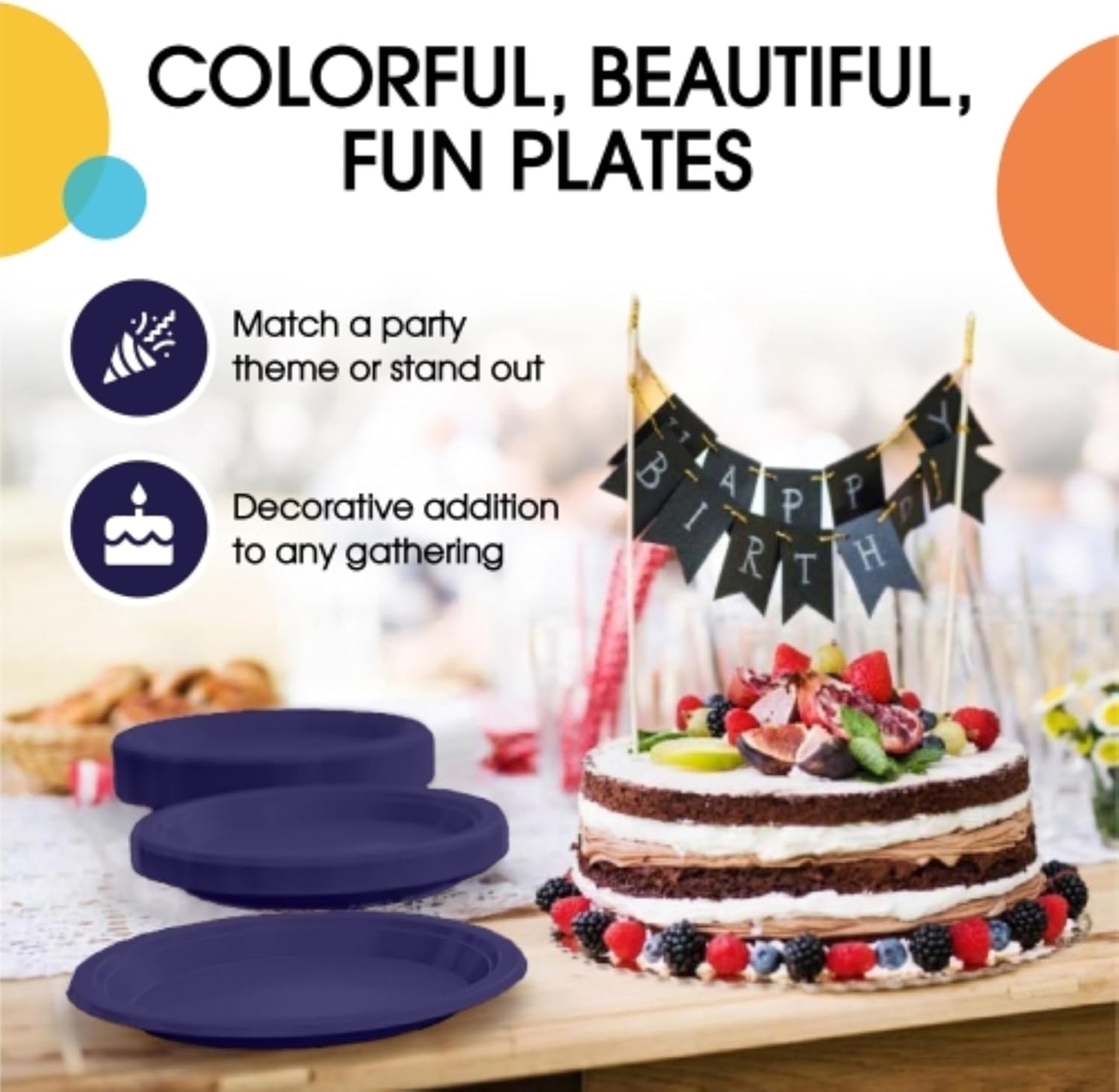 Exquisite Party Solids Deep Purple Plastic Plates For Party Supplies 9" Deep Purple Disposable Plates Heavy Duty 50 Pcs Plastic Dinnerware Sets Heavy Duty 350 GSM Disposable Dinnerware Set