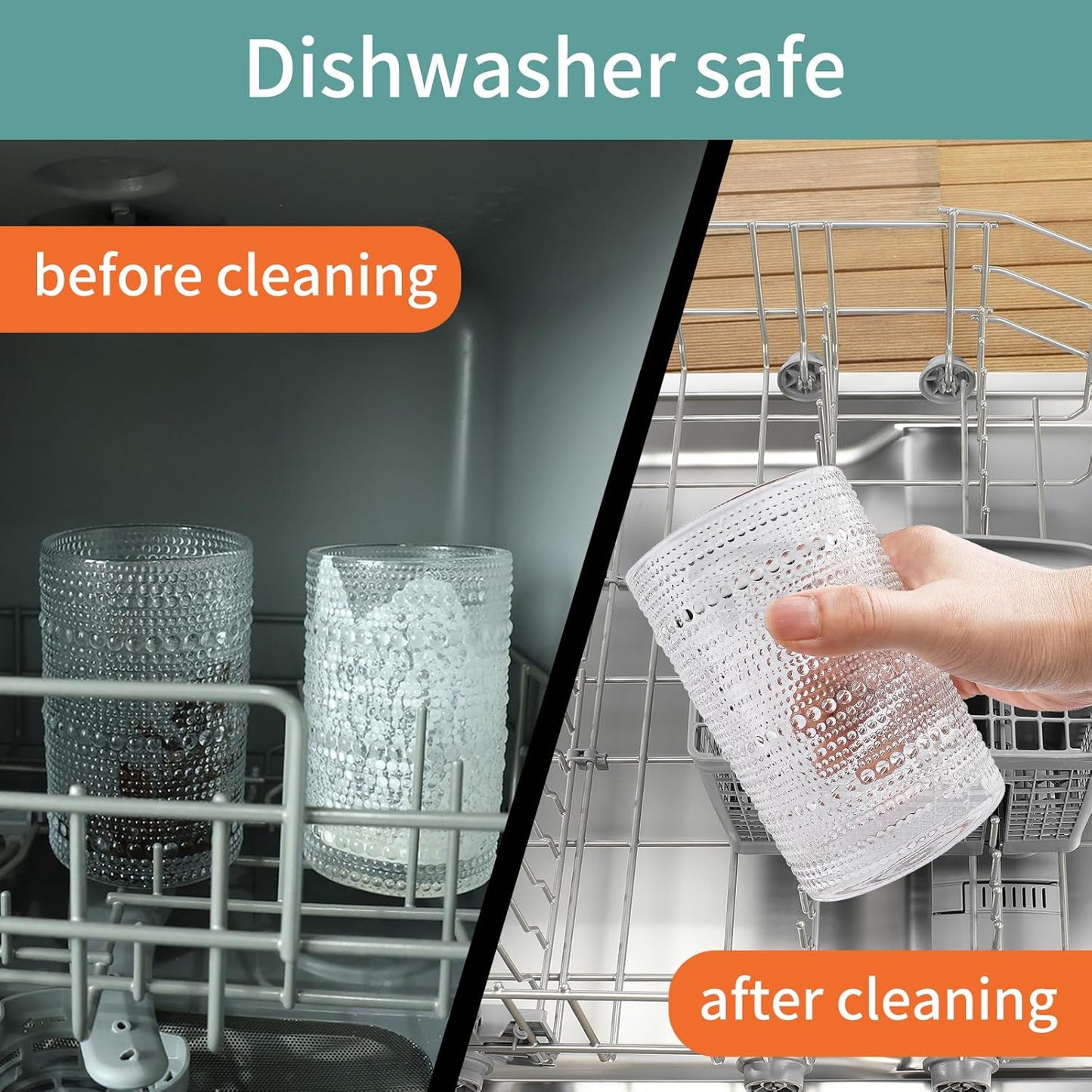 Hobnail Drinking Glasses Set,16 Oz Vintage Embossed Glass Tumbler for Cocktail, Beer, Juice, Water, Whiskey and Kitchen Glassware,2pack