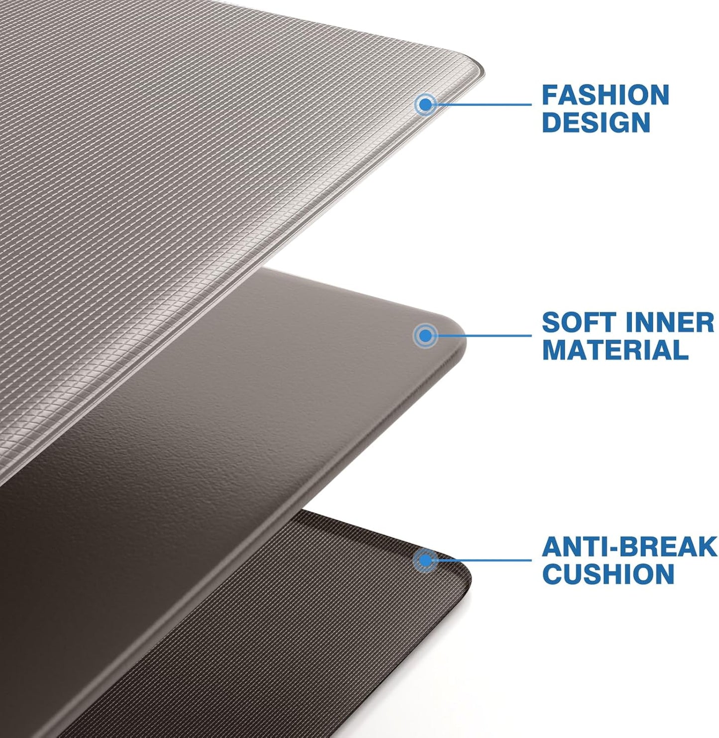 StepRite Kitchen Mats, 2PCS Kitchen Rugs, Cushioned Anti Fatigue Kitchen Mats for Floor, Non-Slip Standing Desk Mat, Waterproof Kitchen Rug Set for Kitchen, 20" x 32"+20" x 71"-0.4 inch Thick, Khaki