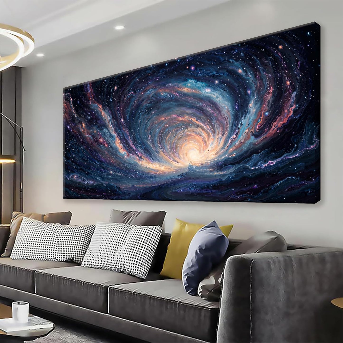 Large Wall Art Prints Modern Room Wall Decor Blue Starry Sky Tunnel Prints Artwork Ready To Hang Abstract Wall Art For Living Room Decor Office Kitchen Bedroom 29x58 Inch