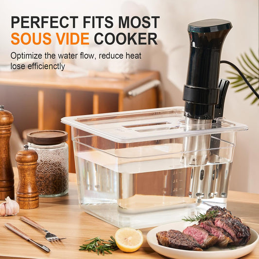 HOMENOTE Sous Vide Container 12 Quart With Lid,BPA Free Complete Accessories For Anova and Most Sous Vide Cookers,Anova Container Kit