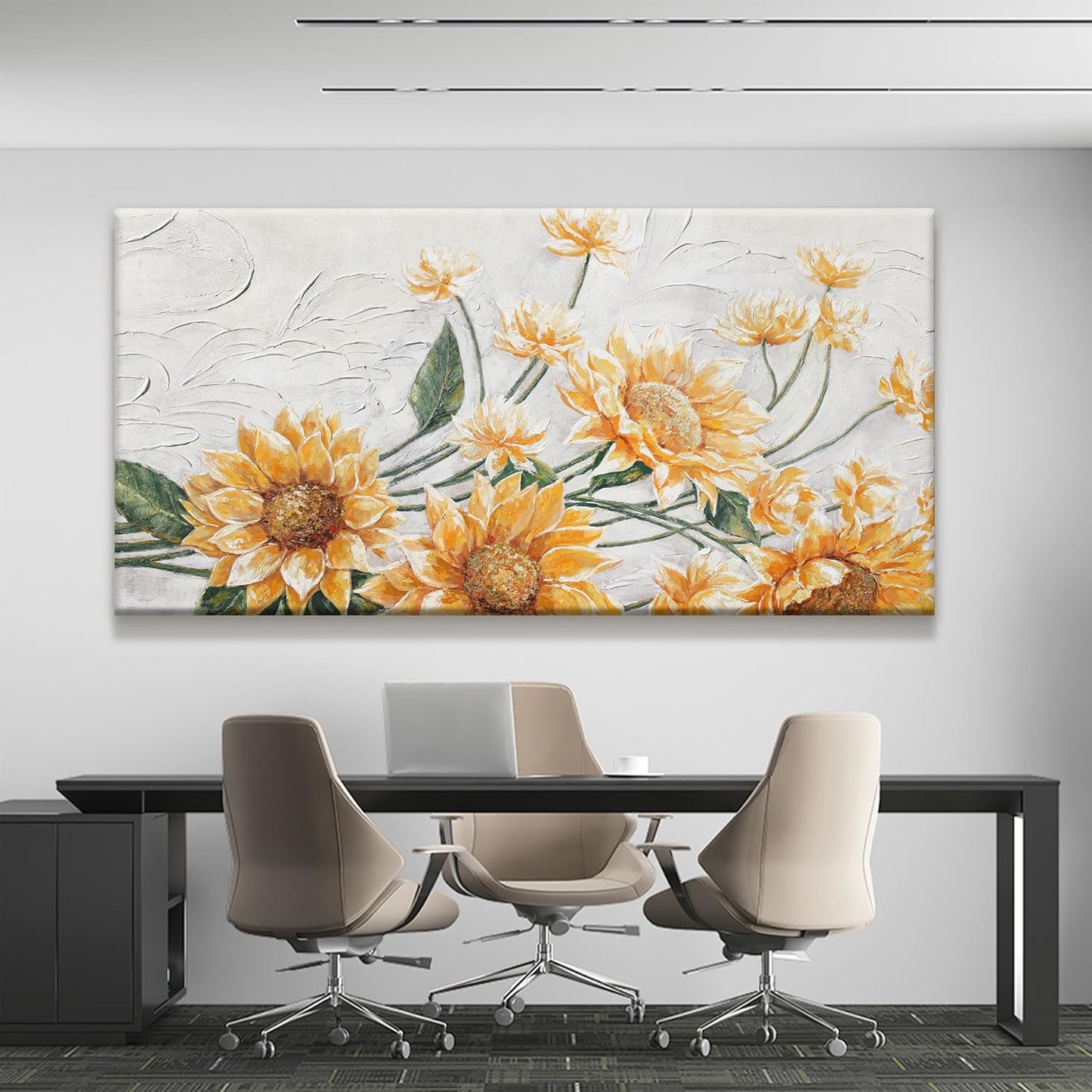 Canvas Wall Art Living Room Home Wall Decor Modern Canvas Art Wall Decor 29x58 Inches Large Wall Art Elegant Sunflower Picture For Bedroom Dining Room Office Artwork