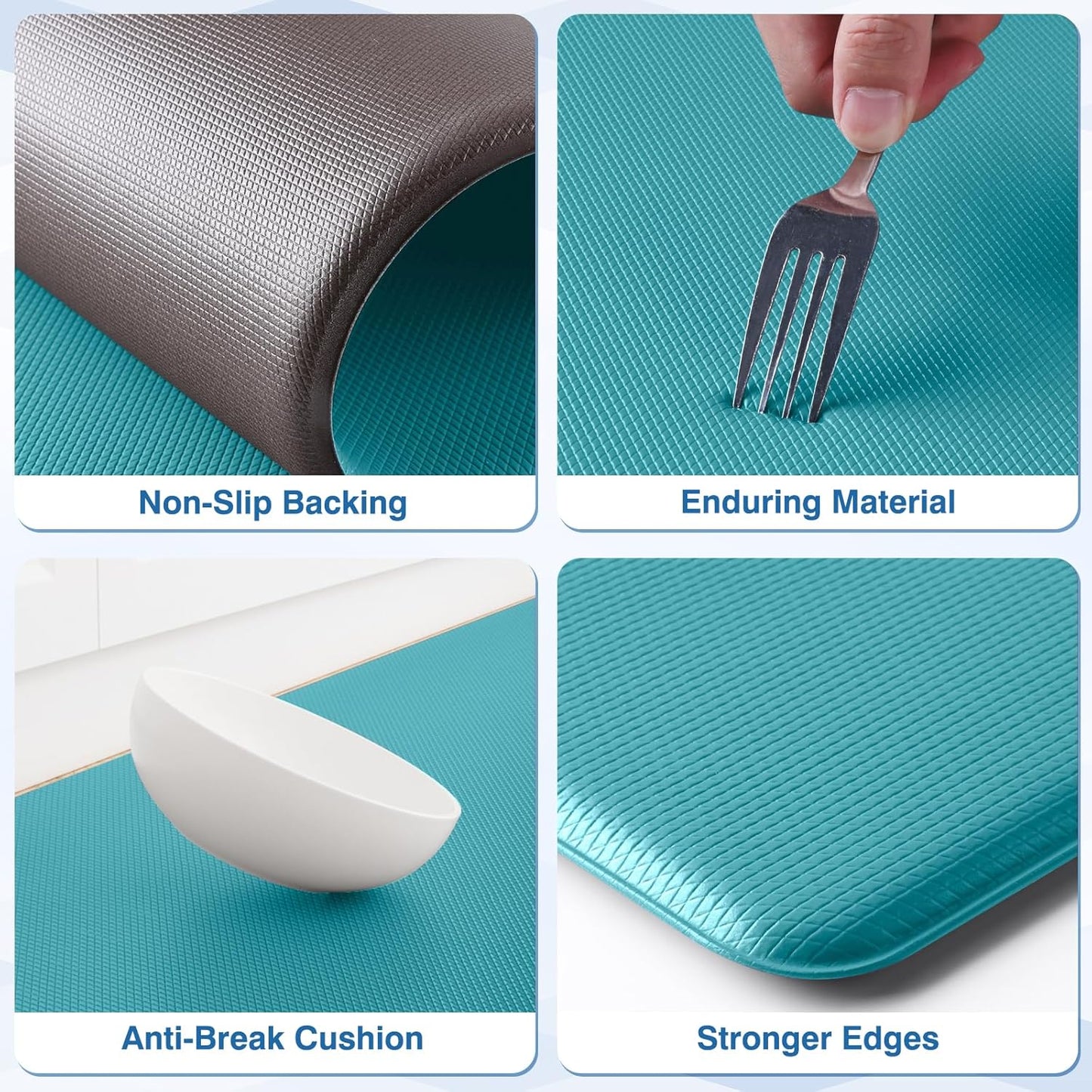 StepRite Kitchen Mats, 2PCS Kitchen Rugs, Cushioned Anti Fatigue Kitchen Mats for Floor, Non-Slip Standing Desk Mat, Waterproof Kitchen Rug Set for Kitchen, Floor, Office, 17.3"x30"+17.3"x70", Green