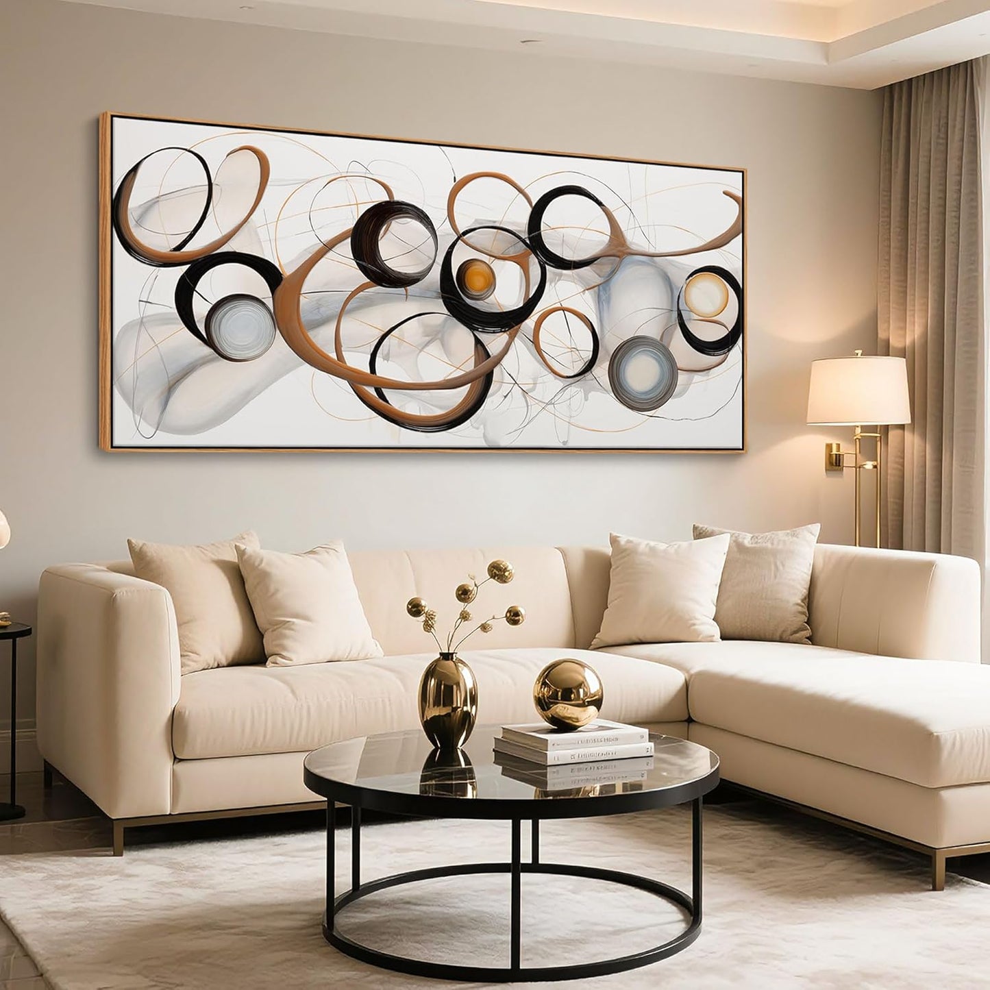 Large Framed Wall Art Living Room Wall Decor Framed Abstract Canvas Wall Art Bedroom Wall Decor Above Bed Office Decorations for Work Modern Artwork Wood Frame 31×70IN