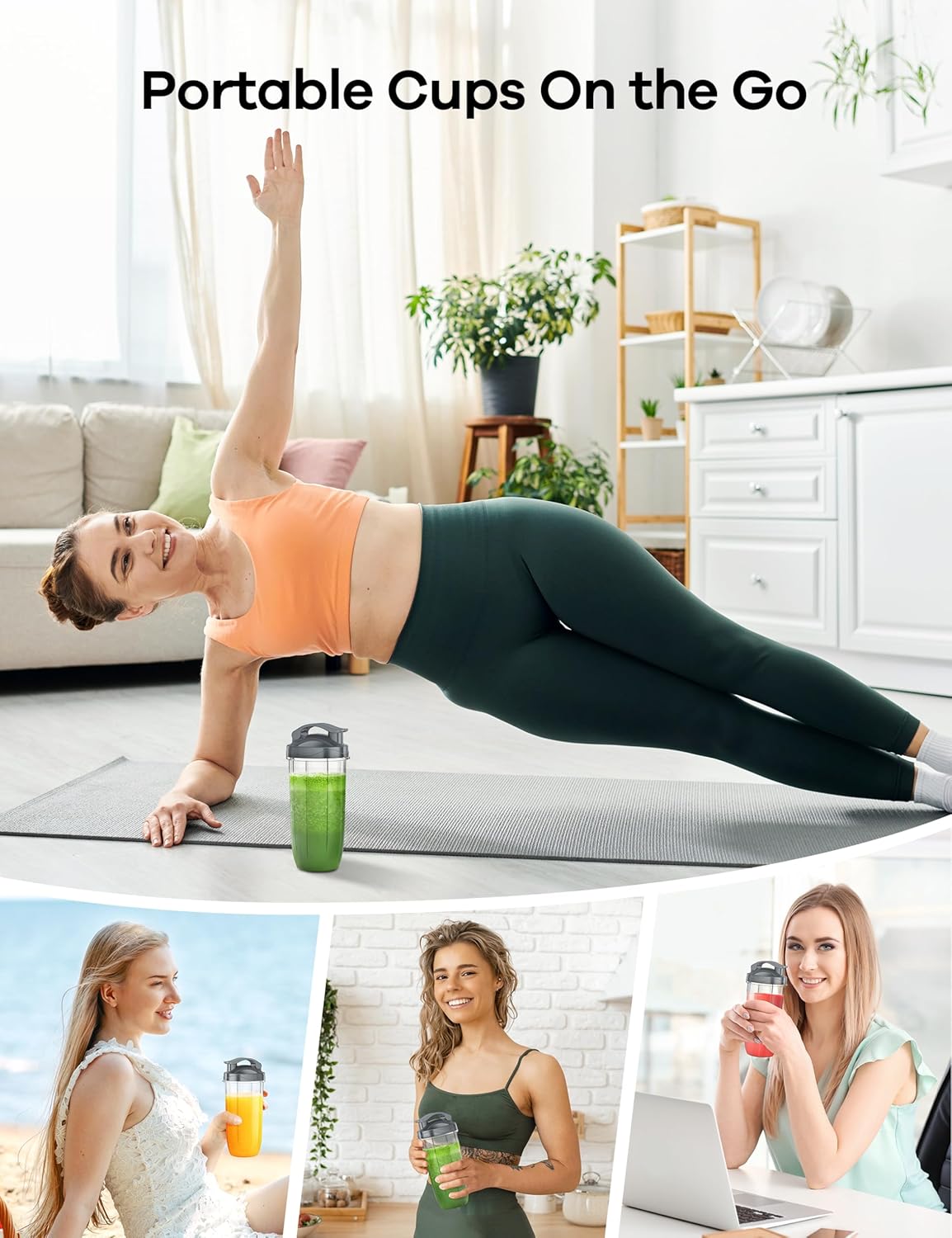 Ganiza Smoothie Blenders, 14Pcs Personal Blender for Shakes and Smoothies for Kitchen with 3 Portable Blender Cups (1x24oz & 2X17oz), Single Serve Smoothies Maker for Juices, Nutritious Recipe Grey