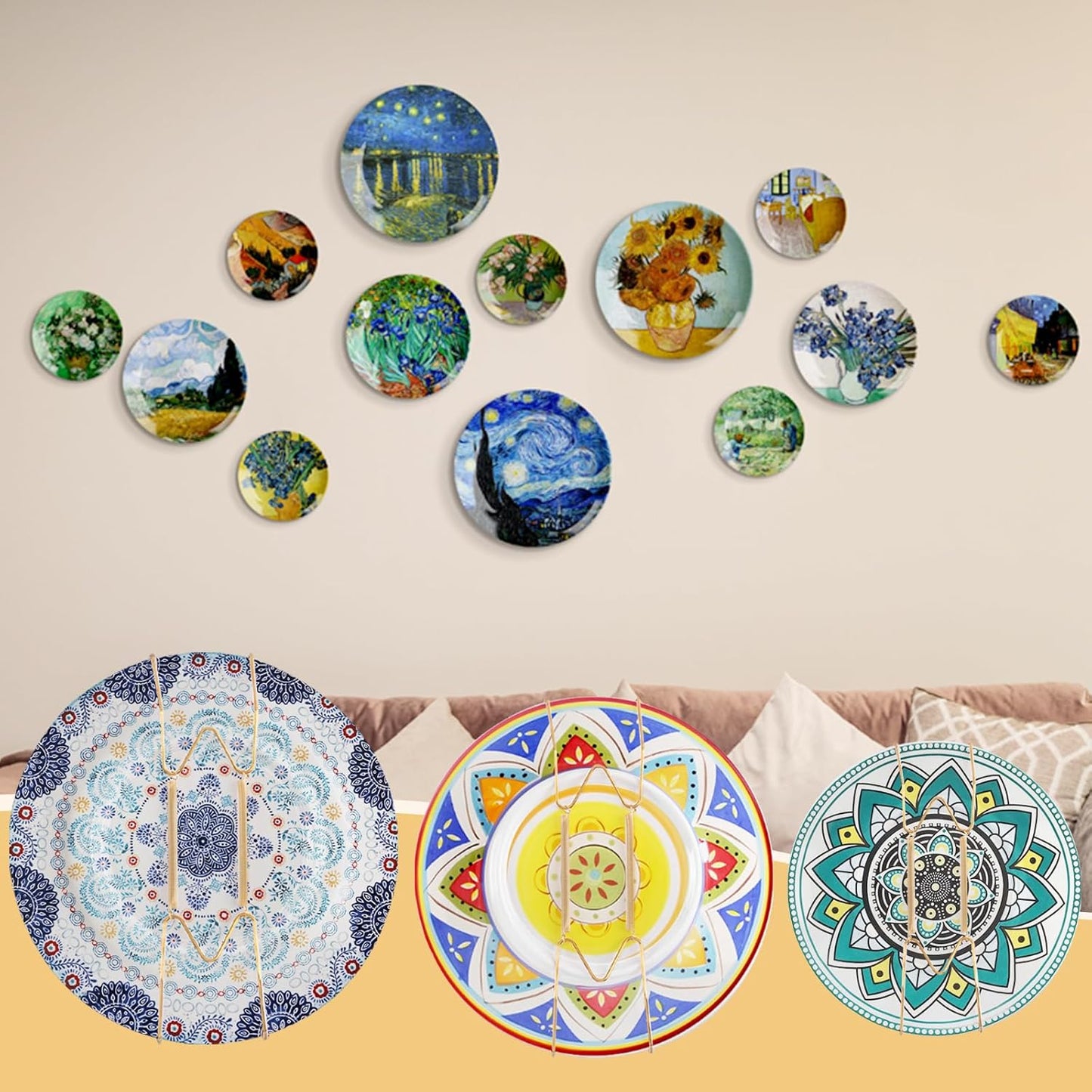 20 Pack 6/8/10/12 Inch Decorative Plate Medium Plate Hangers for The Wall, Invisible Stainless Steel Wall Hangers for Display with Hooks, for Platter/Dish/Picture