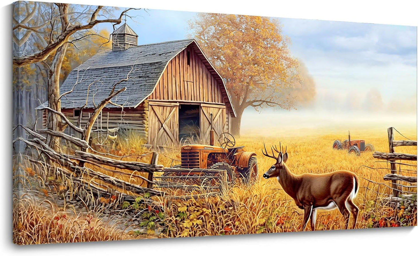 JEAWA Animal Canvas Wall Art Decor - Deer Canvas for Wall Decor, Farm Artwork Decor, Large Wall Art for Living Room Bedroom Bathroom, 20x40 IN