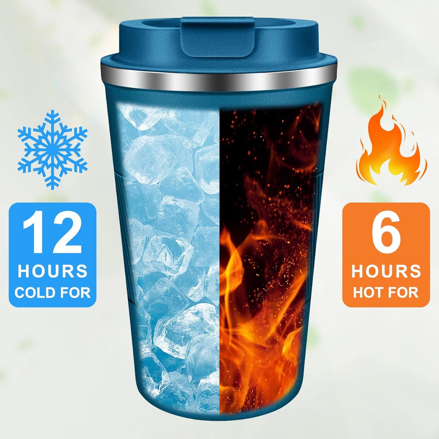 Coffee Travel Mug 12oz Insulated Coffee Mug with Lid Portable Spill-Proof Coffee Travel Mug No Handle Reusable Stainless Steel Mug Keeps Cold and Hot Suitable for Car, Daily, Travel and Gifts
