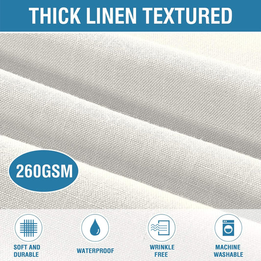 H.VERSAILTEX Linen Textured Table Cloths 54 x 108 Inch Premium Solid Tablecloth Spill-Proof Waterproof Table Cover for Dining Buffet Feature Extra Soft and Thick Fabric Wrinkle Free, Ivory