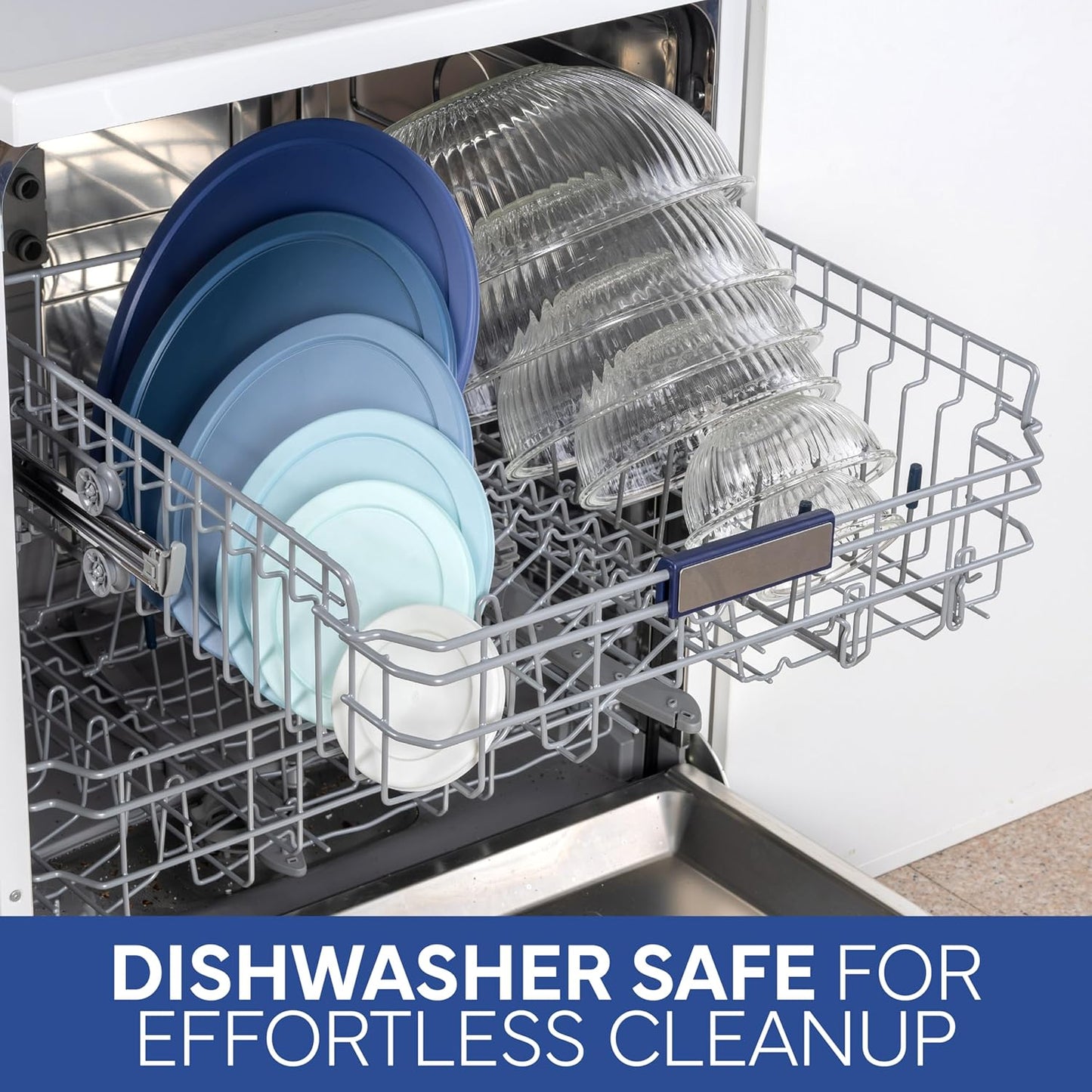 COOK WITH COLOR 12 Pc Glass Mixing Bowl Set with Lids – Borosilicate Glass Nesting Bowls for Cooking, Baking and Meal Prep, Fluted Blue