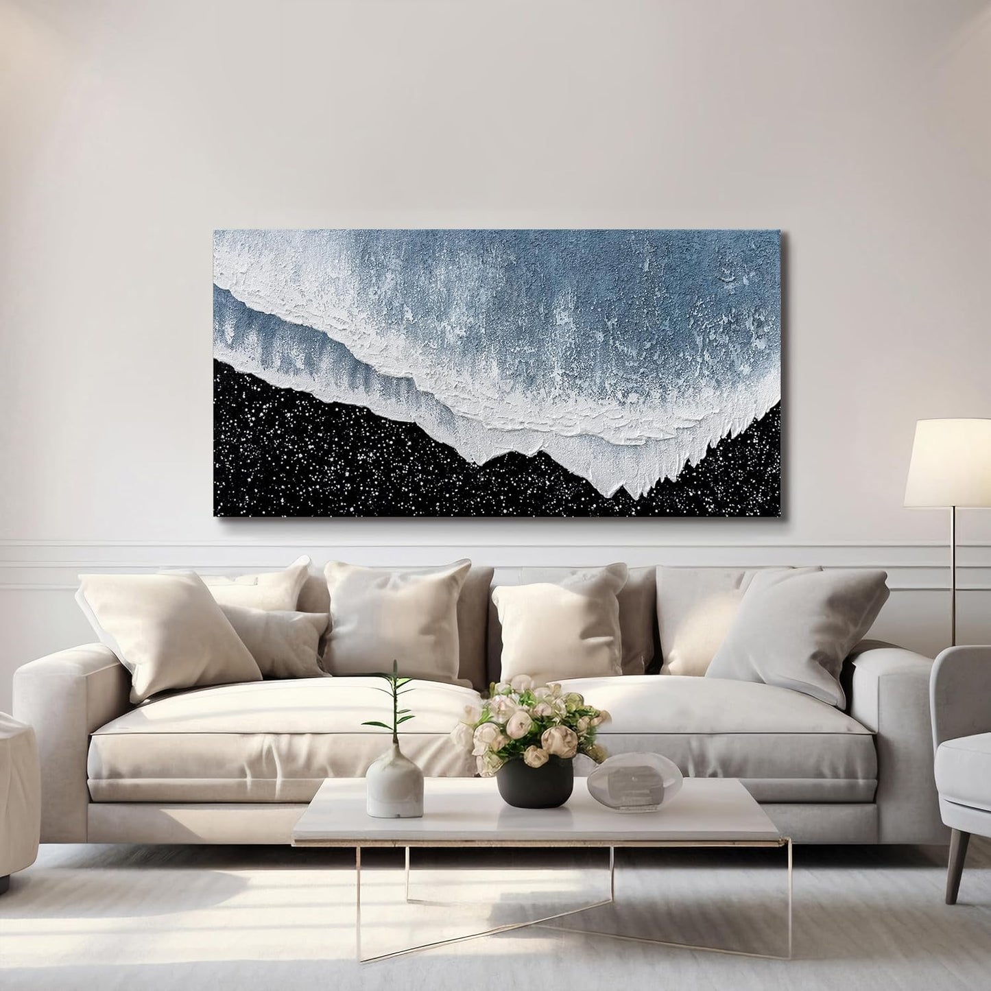Canvas Wall Art Decor Large Modern Canvas Wall Art For Living Room Blue Beach Wall Art Prints Abstract Art Black and White Wall Art Decor Large Art Work For Bedroom Office Kitchen Wall Decor 29 "x58 "