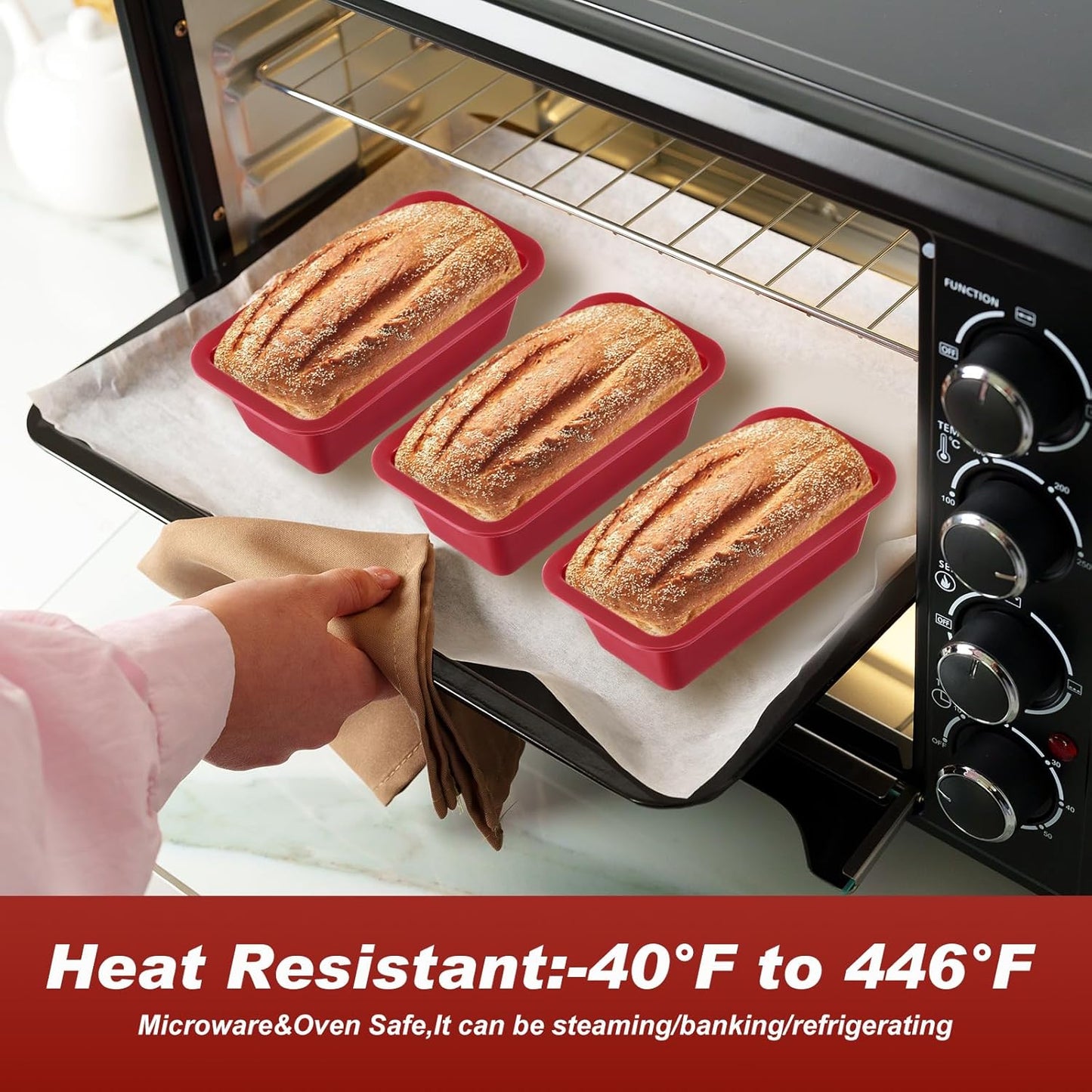 8 Pcs Silicone Mini Loaf Pan Silicone Bread Loaf Pan Rectangle Baking Molds Non Stick for Mini Cake, Homemade, Bread and Meatloaf, Red 6.1 x 3.3 x 1.8 Inch