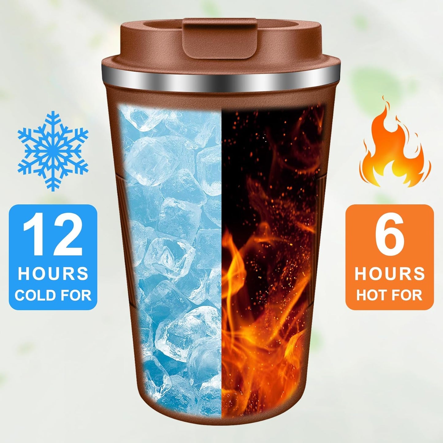 Coffee Travel Mug 12oz Insulated Coffee Mug with Lid Portable Spill-Proof Coffee Travel Mug No Handle Reusable Stainless Steel Mug Keeps Cold and Hot Suitable for Car, Daily, Travel and Gifts