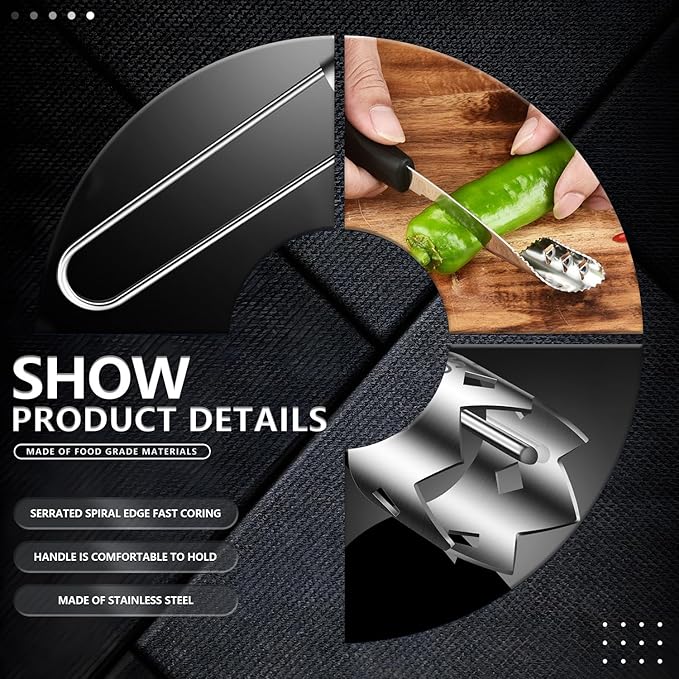 Stainless Steel Fruit and Vegetable Corer Set, Multi-Function Corer and Seed Remover for Apple Tomato (2)