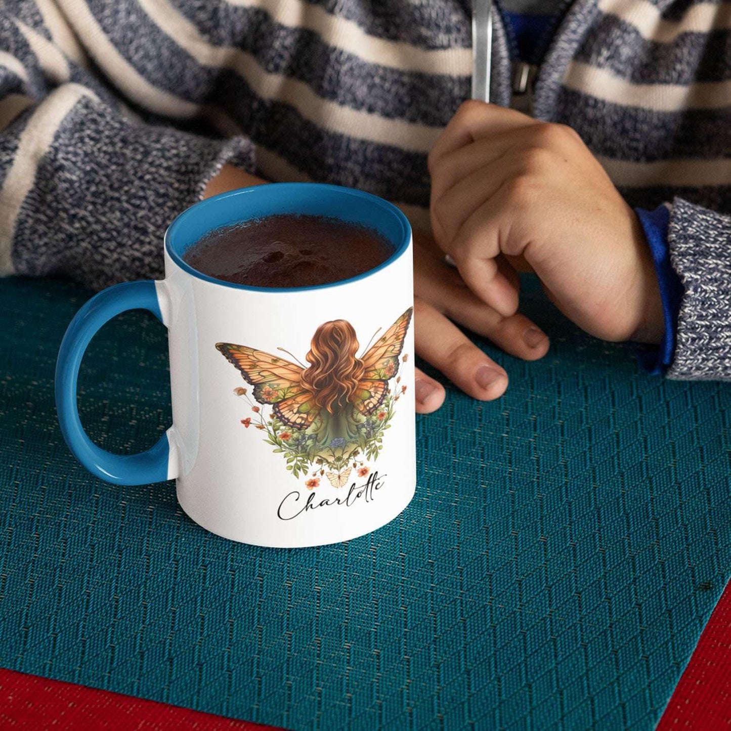 Special Coffee Mug Gift With Customized Butterfly Wings Details, Personalized Name On Porcelain Animal Travel Cup, Custom Colorful Graphic Butterfly Mug Presents For Kids On Birthday