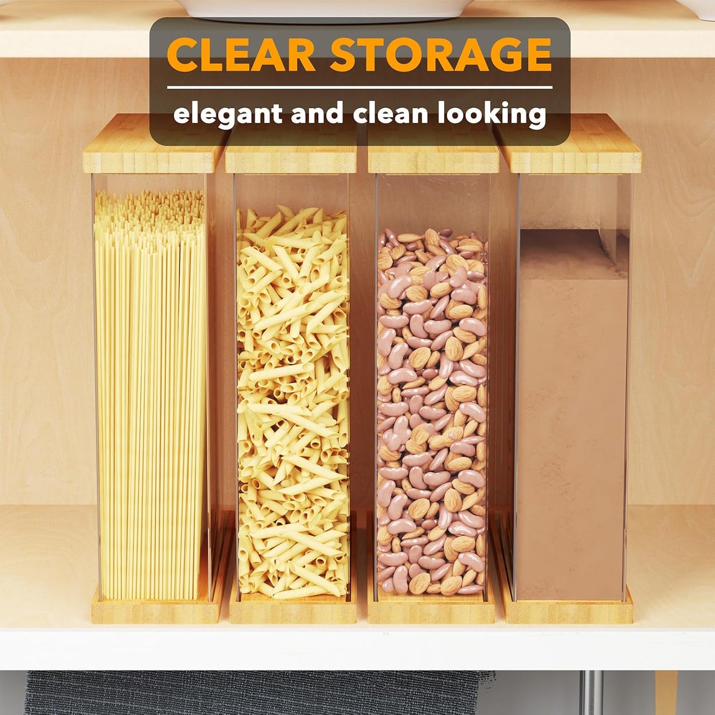 SpaceAid Bamboo Food Storage Container - Airtight Cereal Containers with Lids, Kitchen Cereal Canisters Pantry Organizers and Storage for Rice, Flour, Coffee, Snack, Large 1 Pack