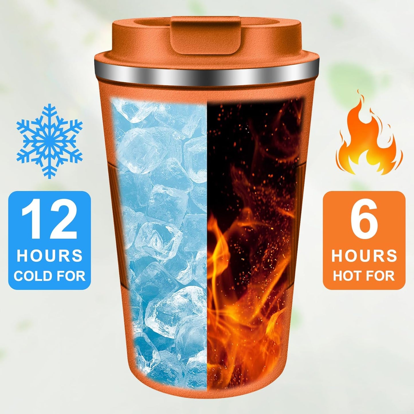 Coffee Travel Mug 12oz Insulated Coffee Mug with Lid Portable Spill-Proof Coffee Mug No Handle Reusable Stainless Steel Cup Keeps Cold and Hot Suitable for Car, Daily, Travel and Gifts