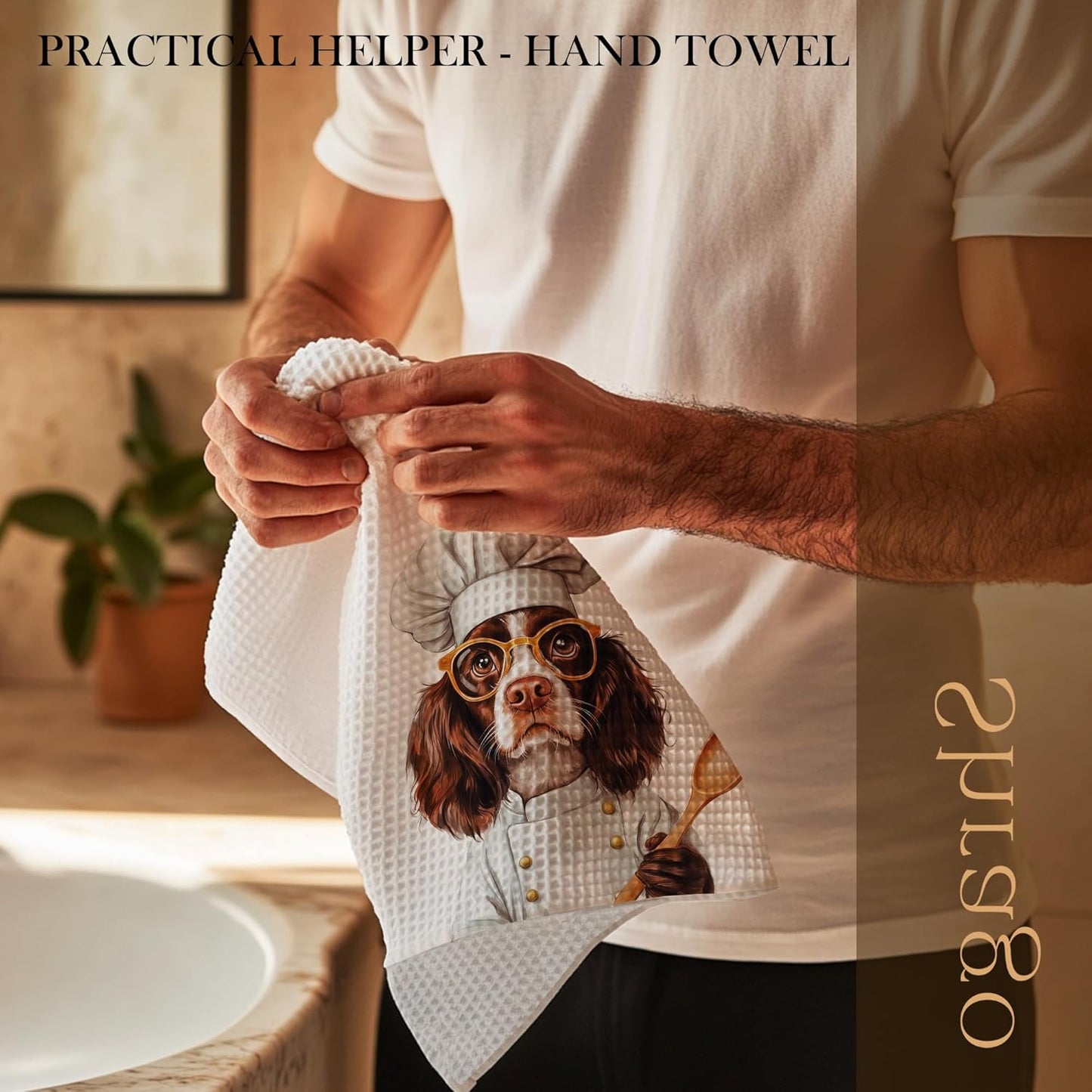 Funny English Springer Spaniel Dog Kitchen Towels, English Springer Spaniel Gifts for Women Dish Tea Towels for Kitchen, Dog Lovers Mom Dad Owner Gifts Decorative Hand Towels, 16x24 Inch