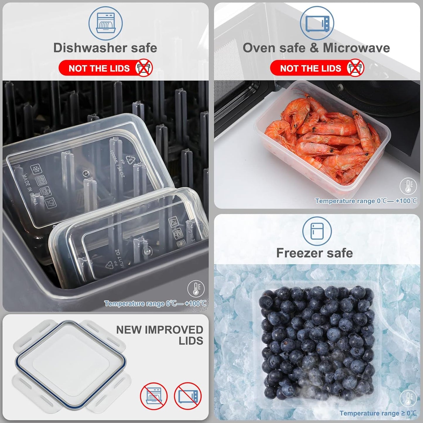 28 Pieces Food Storage Containers with Lids EXTRA LARGE Freezer Containers for Food BPA-Free Meat Fruit Vegetables Plastic Containers with lids Storage Airtight Leak-Proof Food Boxes for Kitchen