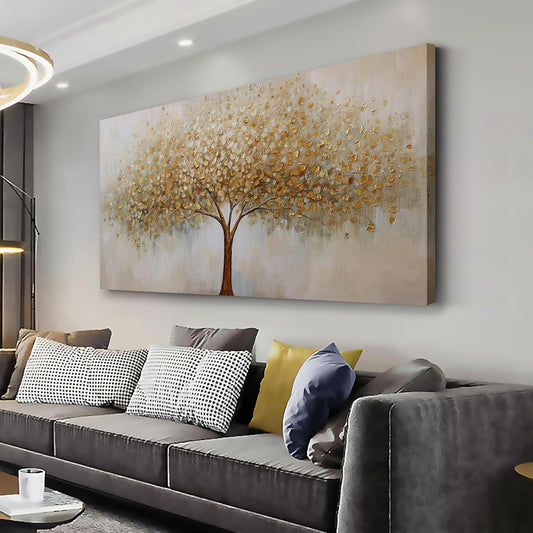 VHMING Wall Art Abstract Gold Tree of Life Modern Artwork Canvas Painting Textured Tree Pictures Wall Decor for Living Room Bedroom Dining Room Home Office Decor 24"x48" Ready to Hang