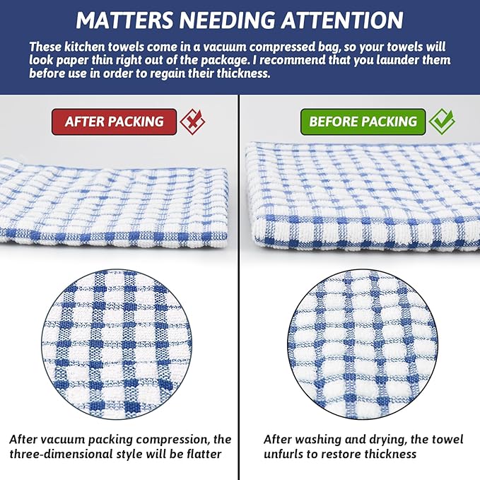 Nialnant 8 Pack Kitchen Towels, Dish Towels for Kitchen, 100% Cotton Dish Cloths for Washing Dishes, Quick Drying Reusable Cleaning Rag - 25 x 16 in